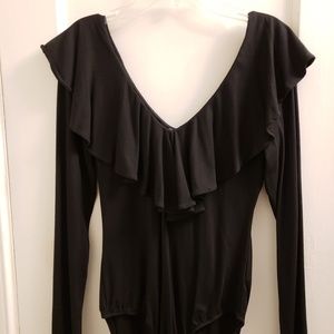 Anthropologie Black Long Sleeve Bodysuit